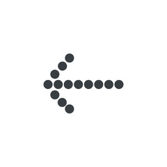 Black and white isolated illustration of dotted left arrow icon