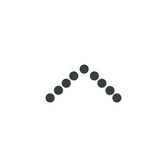 Black and white isolated illustration of dotted up arrow icon