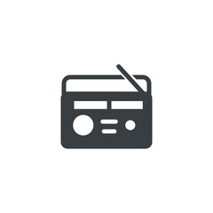 Black and white isolated illustration of radio icon illustration