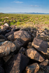 Ancient Petroglyphs on Signal Hill by Hohokam People Over 1000 Years Ago Overlooking Avra Valley,...