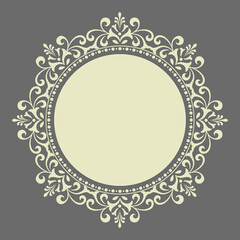 Decorative frame Elegant vector element for design in Eastern style, place for text. Floral gray border. Lace illustration for invitations and greeting cards