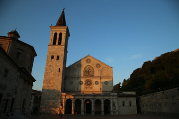 Fototapeta na wymiar The Cathedral of Spoleto at sunset