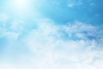 Blue sky with white cloud. The summer heaven is colorful clearing day Good weather and beautiful nature in the morning.