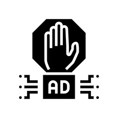 Fototapeta premium advertisement block technology glyph icon vector. advertisement block technology sign. isolated contour symbol black illustration