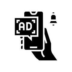 advertisement signal phone glyph icon vector. advertisement signal phone sign. isolated contour symbol black illustration