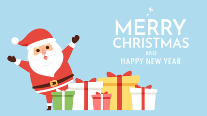 Merry Christmas poster. Santa Claus cartoon vector. Santa character design.