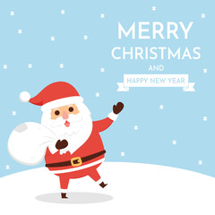 Merry Christmas poster. Santa Claus cartoon vector. Santa character design.