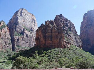 Majestic cliffs and rock formations at Zion National Park in Utah.
