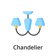 Chandelier flat vector illustration. Single object. Icon for design on white background