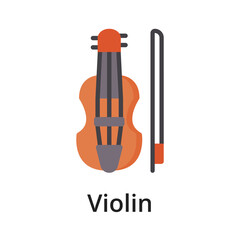 Violin flat vector illustration. Single object. Icon for design on white background