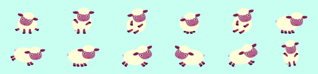 set of sheep animals. cartoon icon design template with various models vector illustration isolated on blue background