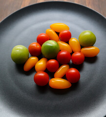 Plate of mixed cherry tomatoes
