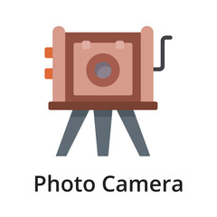 Photo camera flat vector illustration. Single object. Icon for design on white background