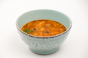 Fresh delicious soup in a beautiful bowl