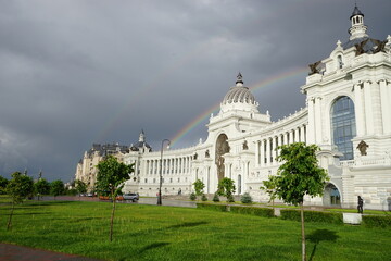 Obraz premium two rainbows at the same time in Kazan after the rain
