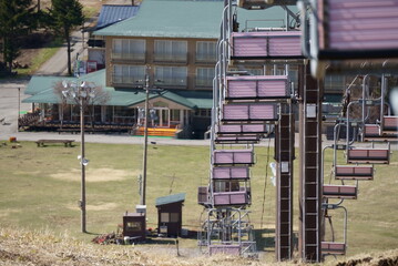 Ski resort gondola that is closed