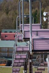 Ski resort gondola that is closed
