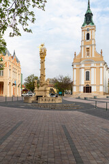 Fototapeta na wymiar Old Town Square in Szekszard, Hungary