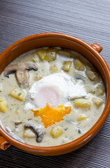 dill soup with poached egg