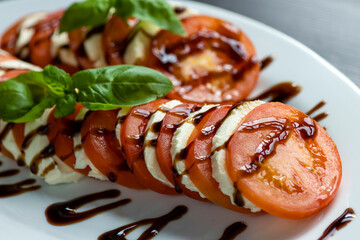 classic caprese salad with balsamic cream