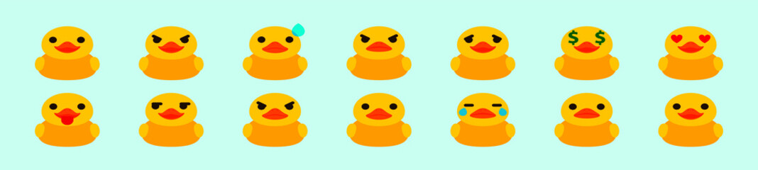 set of duck. cartoon icon design template with various models vector illustration isolated on blue background