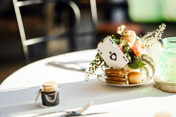 Wedding / Outdoor party table set up decoration. Tea party / Alice in Wonderland concept decoration. 