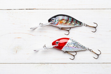 Wobbler perch or pike bait. Fishing bait tackle and baubles for fishing
