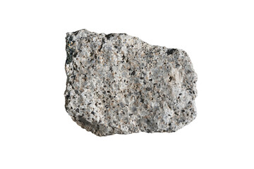 Specimen of Biotite Granite rock isolated on a white background.