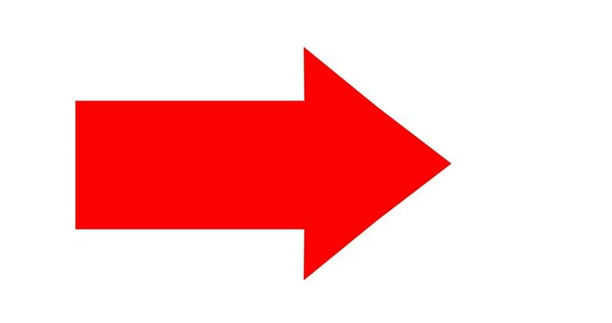 red arrow move to forward or right direction 4k footage clip on white background