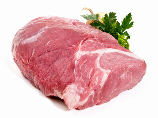 Pork Neck Meat - Isolated on white Background