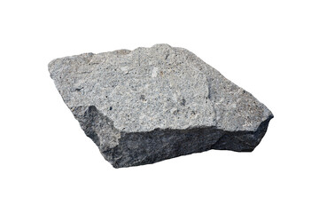 A big granite igneous rock isolated on a white background. Stone for garden decoration.