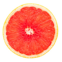 Pink ripe grapefruit on white isolated background.