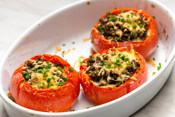 baked tomatoes filled with lentils