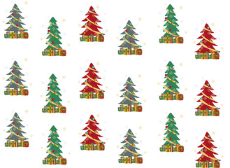 Christmas tree, vector illustration of Christmas card