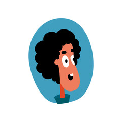 Boy head in circle vector drawing, Happy Kids Vector illustration. 