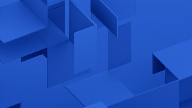Abstract 3d render, blue geometric background, modern animation, motion design, 4k video