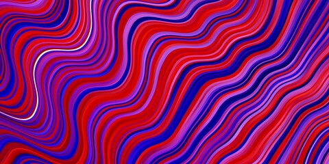 Light Blue, Red vector pattern with curves.