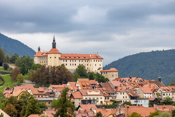 Obraz premium Skofja Loka castle and town in Slovenia