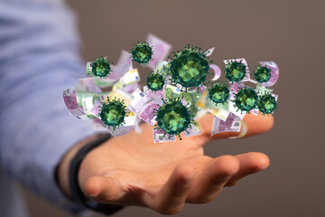 Financial stock graph has down from virus corona outbreak..