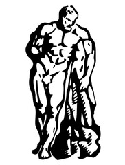 Fototapeta na wymiar The statue of Hercules. Vector illustration isolated on white. Hero of Ancient Greece.