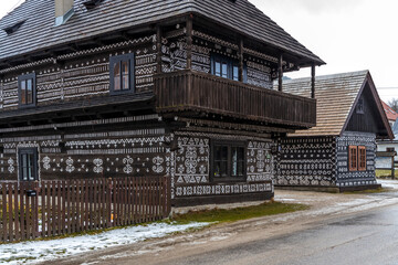 Fototapeta na wymiar Painted folk house, UNESCO village Cicmany in Slovakia