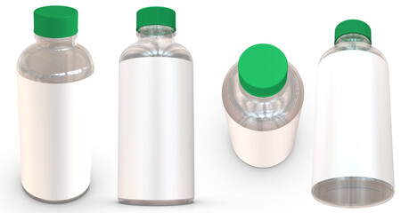 3D rendering - High resolution image white plastic bottle template isolated on white background, high quality details