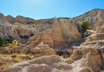 The Highly Eroded Landscape On the Many Trails of Badlands National Park South Dakota