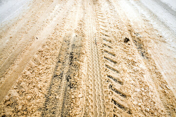 dirty snow on the road