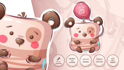 Bear with air balloon - funny sticker