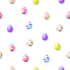 Abstract Seamless Pattern Happy Easter Eggs Background Vector Design Style