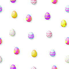 Abstract Seamless Pattern Happy Easter Eggs Background Vector Design Style
