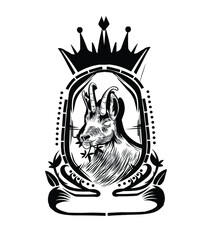 Black and white vector of angry pig head