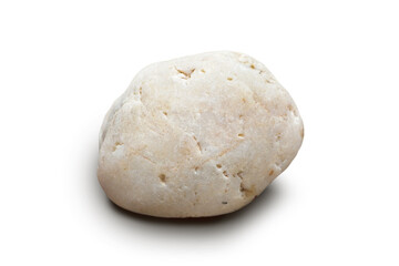 Milky Quartz stone quite round oval on a white background.