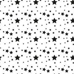 Fototapeta na wymiar Seamless pattern with black stars on a white background. Vector illustration.